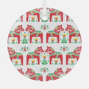 Swedish Dala Horse: Folk Art Glass Ornament