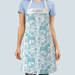 Swedish Dala Horse Folk Art Green Custom Name Apron<br><div class="desc">A pretty traditional Swedish Dala Horse pattern in teal green and white.
Change or remove the name to customize.</div>