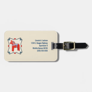 Swedish Dala Horse Folk Art Personalized Luggage Tag