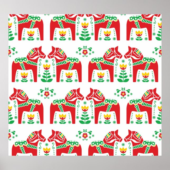 Swedish Dala Horse: Folk Art Poster (Front)