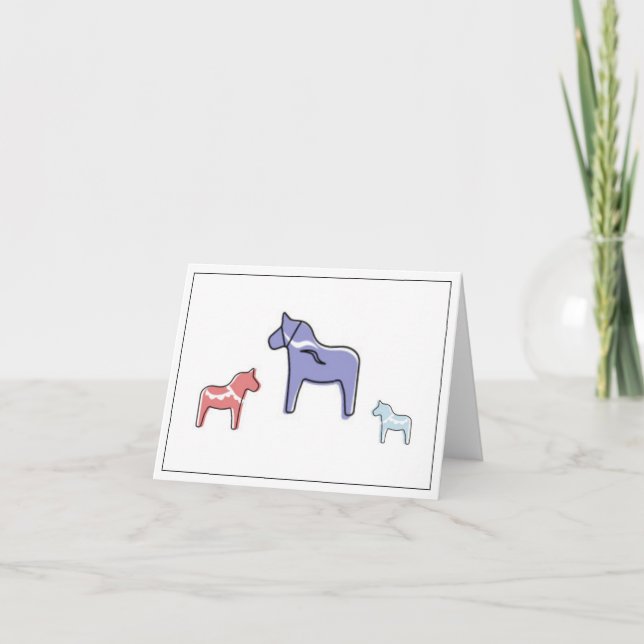 Swedish Dala Horse Greeting Card (Front)