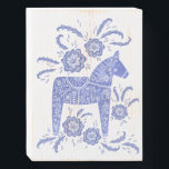 Swedish Dala Horse Indigo Blue and White Folk Art Wooden Box Sign<br><div class="desc">A traditional Swedish Dala Horse folk art style design in indigo blue and white.  
Perfect for those who love Scandinavian design.</div>