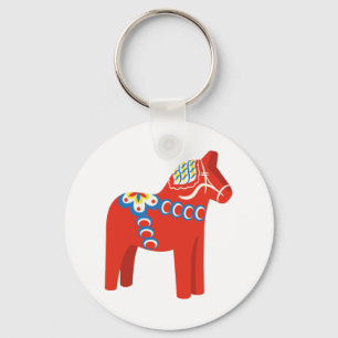 Swedish Dala Horse Keychain