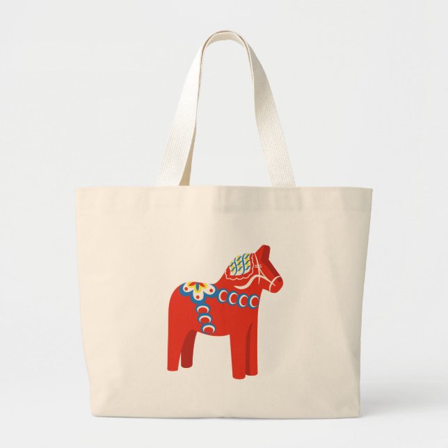 Swedish Dala Horse Large Tote Bag (Front)