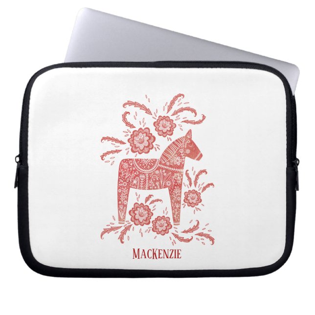 Swedish Dala Horse Personalized Laptop Sleeve (Front)
