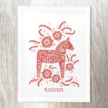 Swedish Dala Horse Personalized Red White Paperweight<br><div class="desc">A Dala Horse traditional Swedish design in red and white. Change or remove the name to customize. Original art by Nic Squirrell.</div>