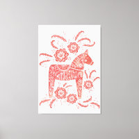 Swedish Dala Horse Red and White Folk Art