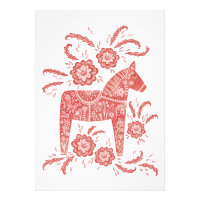 Swedish Dala Horse Red and White Folk Art