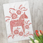 Swedish Dala Horse Red and White Kitchen Towel<br><div class="desc">A traditional Swedish Dala Horse design in red and white. Perfect for the winter holidays.</div>