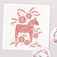 Swedish Dala Horse Red and White