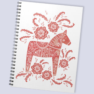 Swedish Dala Horse Red and White Notebook