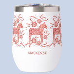 Swedish Dala Horse Red and White Personalized<br><div class="desc">A traditional Dala Horse from Sweden in red and white.  Scandinavian folk art painting in Watercolor. Original art by Nic Squirrell.
 Remove or change the name to customize.</div>