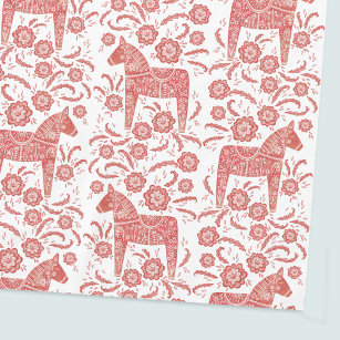 Swedish Dala Horse Red and White Tablecloth