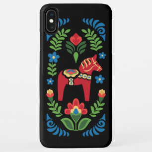 Swedish Dala Horse Red on Black iPhone XS Max Case