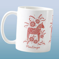 Swedish Dala Horse Red Personalized Coffee Mug