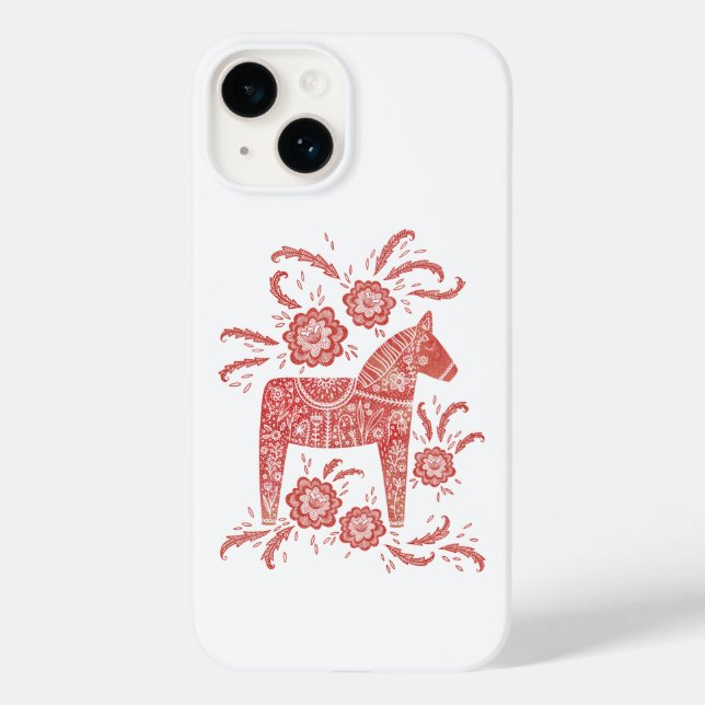 Swedish Dala Horse Red & White Case-Mate iPhone Case (Back)
