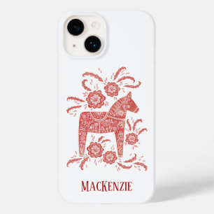 Swedish Dala Horse Red & White Personalized Case-Mate iPhone 14 Case