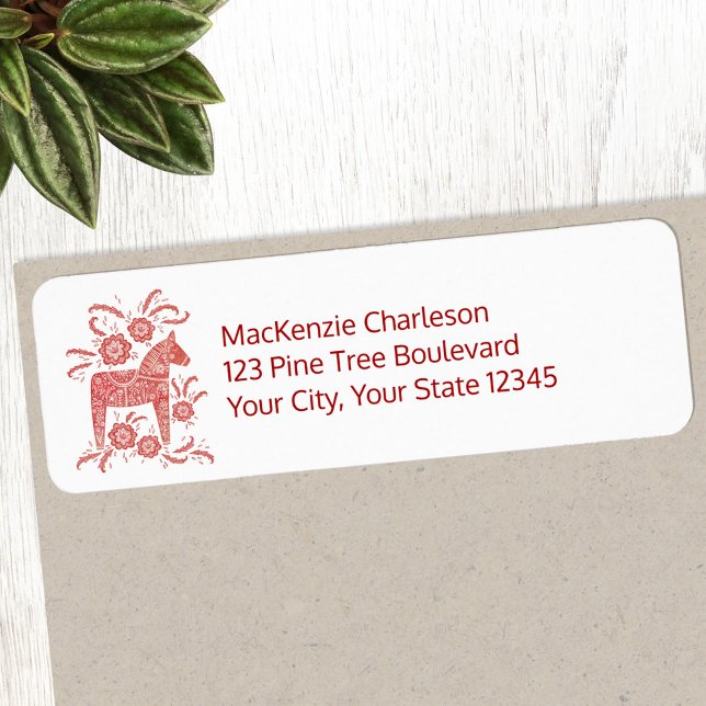 Swedish Dala Horse Return Address (Swedish Dala Horse personalized return address label)