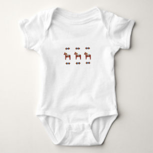 Swedish Dala Horse Scandinavian Baby Bodysuit