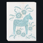Swedish Dala Horse Teal Green and White Folk Art Wooden Box Sign<br><div class="desc">A traditional Swedish Dala Horse folk art style design in teal green and white.  
Perfect for those who love Scandinavian design.</div>