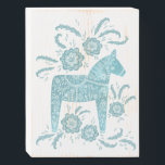 Swedish Dala Horse Teal Green and White Folk Art Wooden Box Sign<br><div class="desc">A traditional Swedish Dala Horse folk art style design in teal green and white.  
Perfect for those who love Scandinavian design.</div>