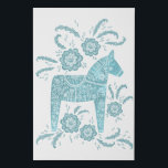Swedish Dala Horse Teal Green Folk Art Faux Canvas Print<br><div class="desc">A traditional Swedish Dala Horse folk art style design in teal green.  
Perfect for those who love Scandinavian design.</div>
