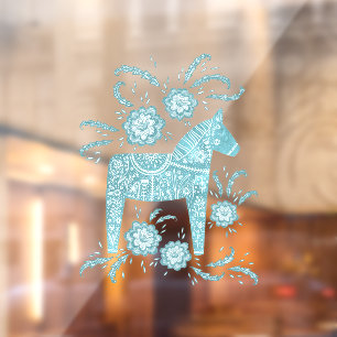 Swedish Dala Horse Teal Green  Window Cling