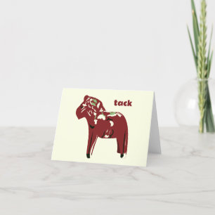 Swedish Dala Horse Thank You Card