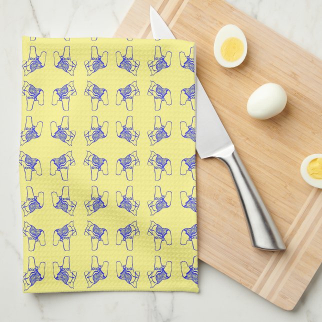 Swedish Dala Horses Kitchen Towel (Quarter Fold)