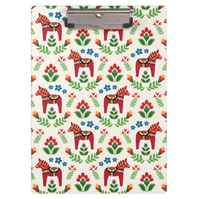 Swedish Dala Horses Red Clipboard (Front)