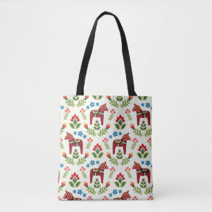 Swedish Dala Horses Red  Tote Bag