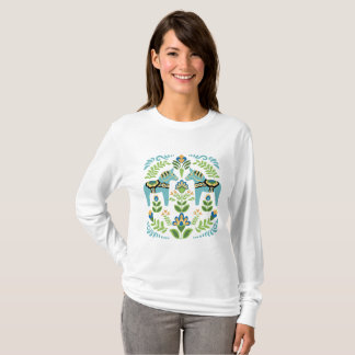 Swedish Dala Horses Teal T-Shirt