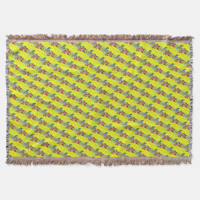 Swedish Dala Horses Throw Blanket (Front)