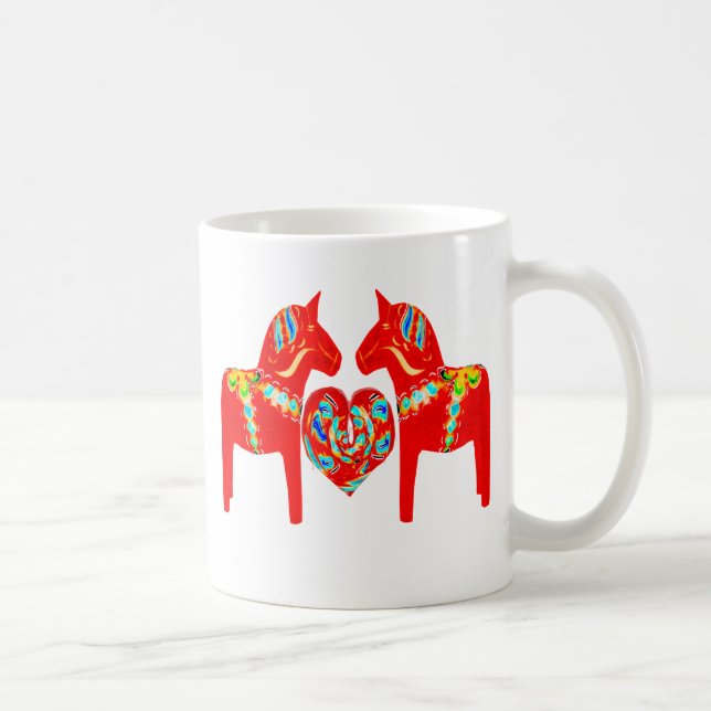 Swedish Dala Horses w Heart Coffee Mug (Right)