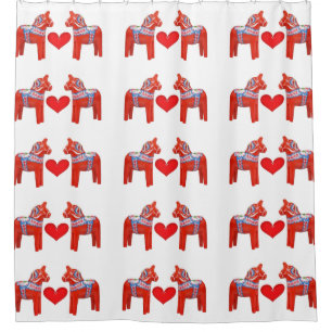 Swedish Dala Horses with Heart Accent Pattern