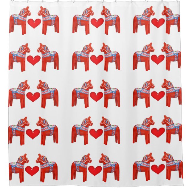 Swedish Dala Horses with Heart Accent Pattern (Front)