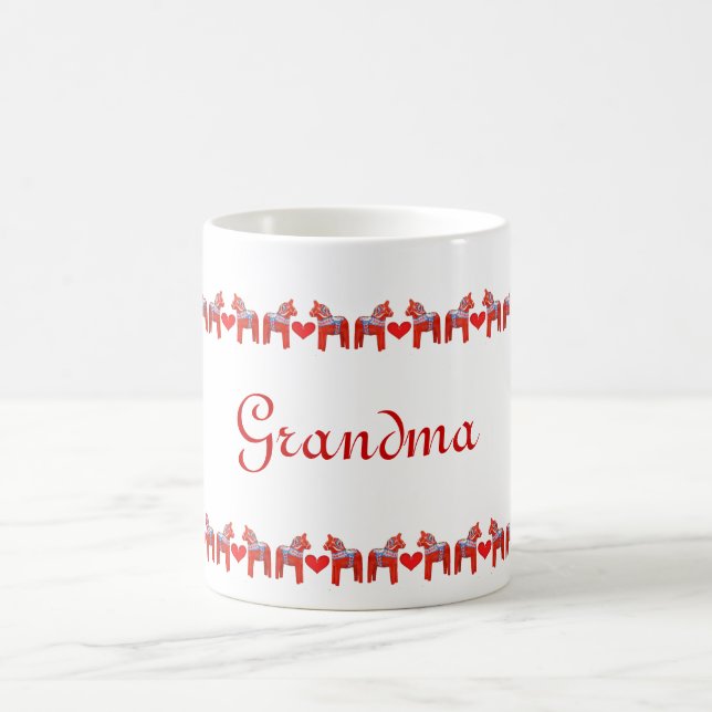 Swedish Dala Horses with Hearts Personalized Coffee Mug (Center)