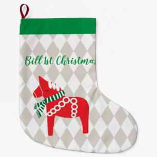 Swedish Darla Horse Personalized Large Christmas Stocking