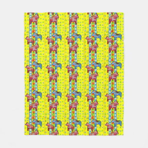 Swedish Designs, Dala Horses Fleece Blanket