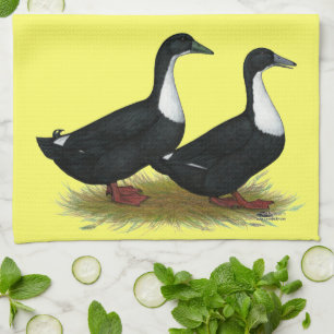 Swedish Ducks Black Kitchen Towel