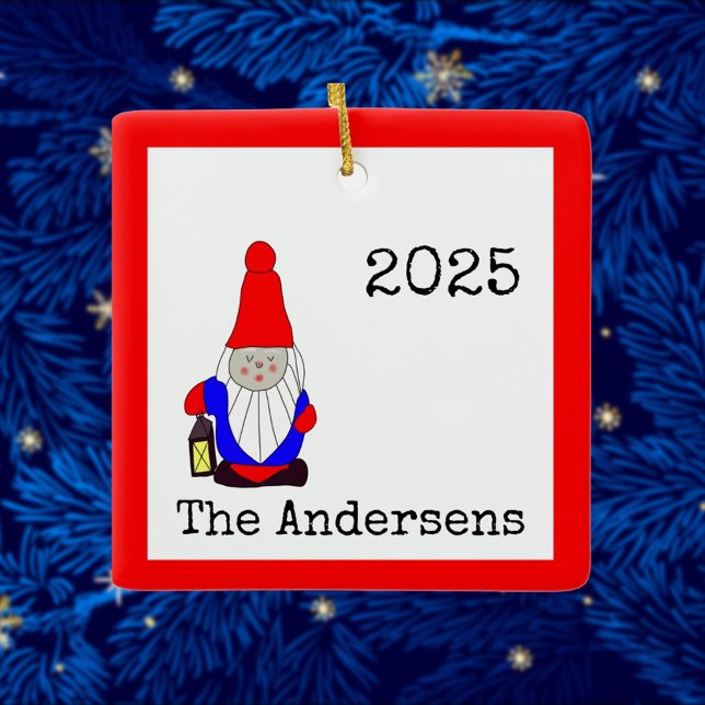 Swedish Elf with Typewriter Font Ceramic Ornament (Creator Uploaded)