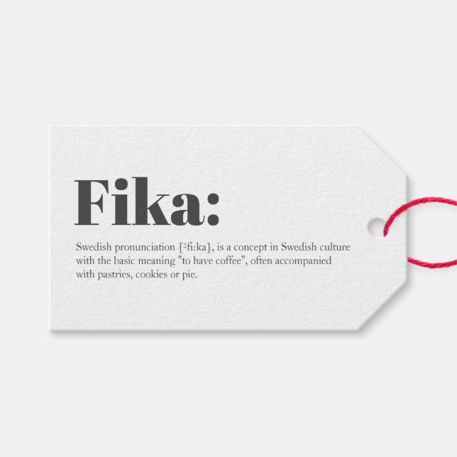 Swedish FIKA definition Gift Tags (Front (Horizontal))