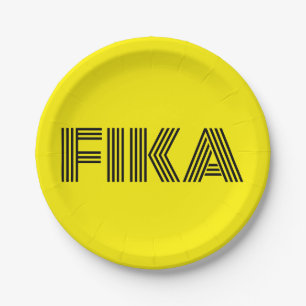 Swedish Fika Yellow and Black Paper Plate