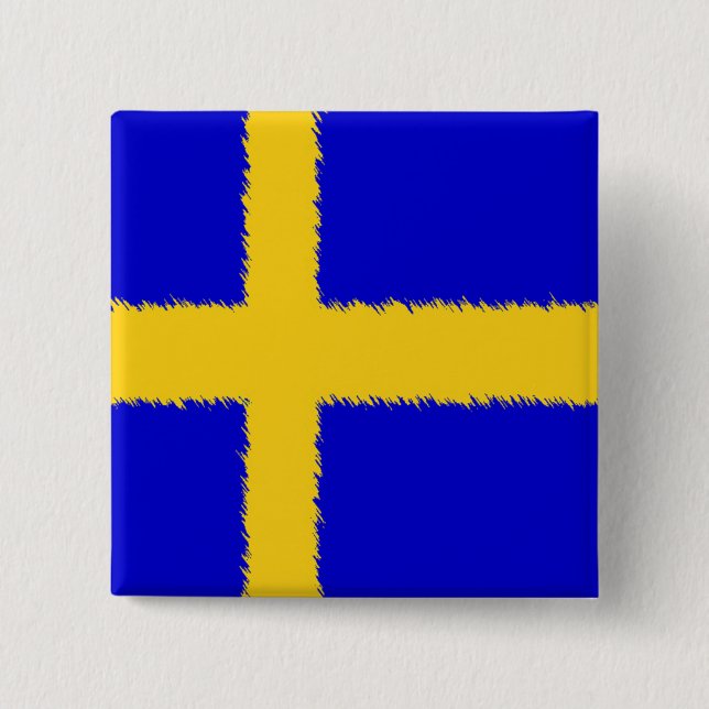 Swedish Flag 2 Inch Square Button (Front)