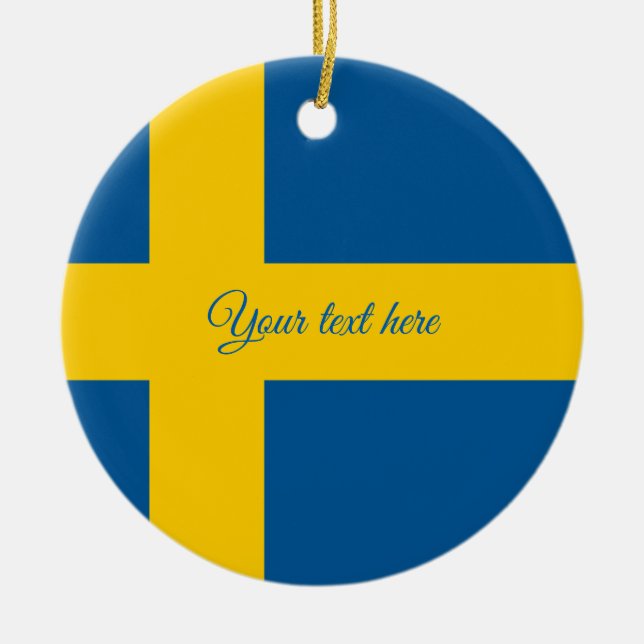 Swedish flag Christmas tree ornament for Sweden (Front)