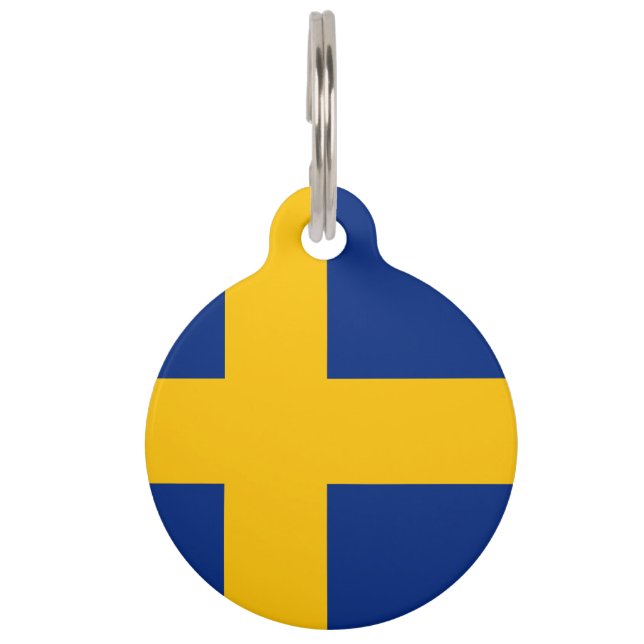 Swedish flag-coat of arms pet tag (Front)