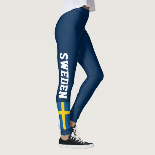 Swedish flag custom dark leggings for Sweden