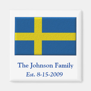 Swedish Flag Custom Family Name Dated Magnet