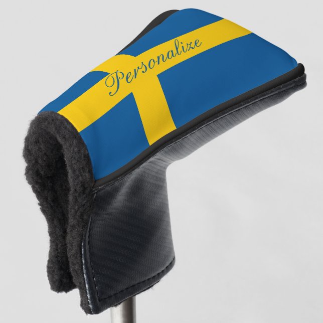 Swedish flag custom monogram golf head cover (3/4 Front)