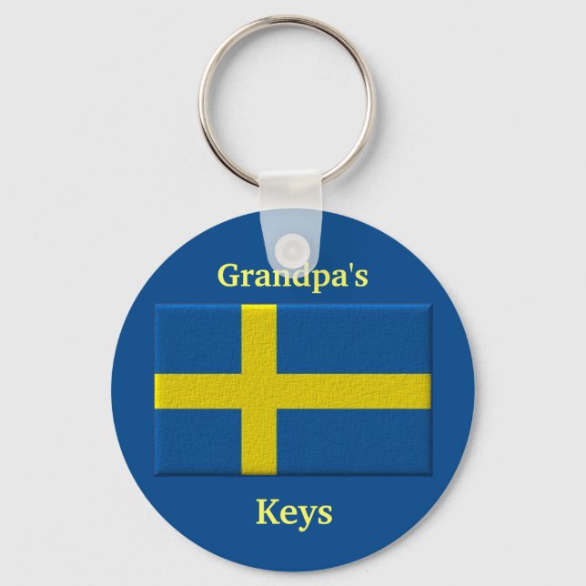 Swedish Flag Custom Name or Family Member Keychain (Front)